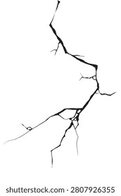  Vertical damage surface crack and fissure in ground, concrete, crevices from disaster silhouette breaks on land surface earthquake isolated on background. Broken ground, wall, glass pattern effect.
