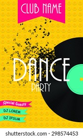 Vertical Dance Party Flyer Background with Place for Your Text. Vector Illustration. EPS10