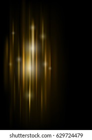 Vertical dark background with luminous particles and vertical lines. Black background with colored lines and sparks. Vector