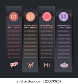 Vertical Dark Paper Style Infographics Template and Web Elements 