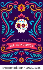 vertical día de muertos background. day of the dead flat design illustration