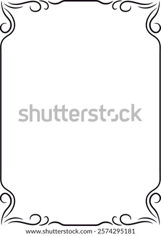 Vertical decorative frame with elegant swirls creating a sophisticated and vintage border for certificates, invitations, or announcements, offering ample white space for text or design elements