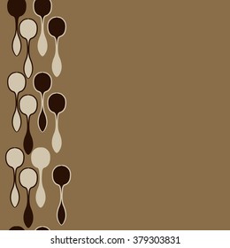 Vertical decorative motif, doodles,spots, hole,spoons,  copy space, seamless. Hand drawn.