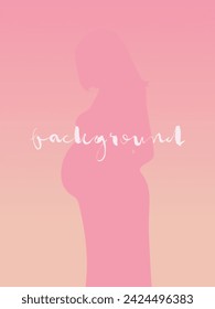 Vertical, delicate, unobtrusive quiet background for social media vector image. Silhouette of a pregnant girl
