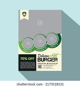 Vertical Delicious Food Flyer or Banner Template Design Vector, Magazine, Poster, Presentation, Brochure, Cover with Creative, Abstract, Modern and Professional colorful A4 Layout