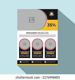 Vertical Delicious Food Flyer or Banner Template Design Vector, Magazine, Poster, Presentation, Brochure, Cover with Creative, Abstract, Modern and Professional colorful A4 Layout