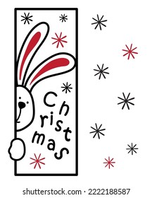 Vertical design for Christmas with a bunny peeking out. Sublimation design for vertical candles and glasses