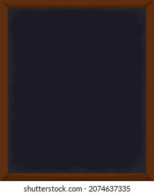 Vertical design with dark and empty chalkboard with wooden frame in cartoon style.