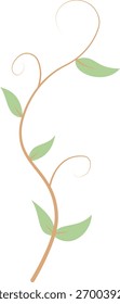 Elemento de diseño de Vertical con vides y delicadas hojas verdes sobre un fondo blanco, estilo minimalista