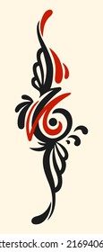 vertical design graphic element, scroll style pinstriping, isolated vector illustration, tattoo art