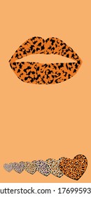 vertical design of a leopard print lips on orange background. Poster