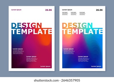 Vertical design template with vibrant gradient mesh and bold text layout for modern cover concept by creatives, students, or professionals in design. Stylish vector templates set. Corporate design.