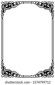 Vertical Design of Thailand flower square frame border for stencil invitation greeting printing and advertise with vintage concept