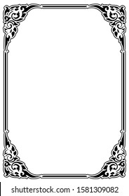 Vertical Design of Thailand flower square frame border for stencil invitation greeting printing and advertise with vintage concept