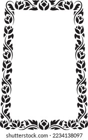Vertical Design of Thailand flower square frame border, stencil, invitation, greeting, printing, advertise vintage concept	