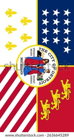 Vertical Detroit Flag, USA, Flag Detroit