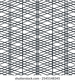 Linhas verticais e diagonais criam uma textura, cerca ou retículo com simetria.