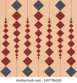 Vertical diagonal square line pattern vector. Abstract design lampion blue and red on rose gold. Design print for illustration, texture, wallpaper, textile, background. Set 3