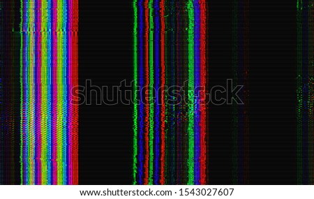 Vertical digital pixel noise of a faulty TV repeater. Broken television broadcast. Vector illustration.
