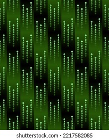 Vertical digits on green, vector seamless gradient text 0123456789