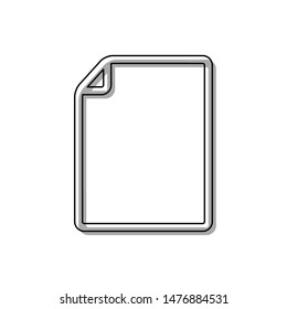 Vertical document sign illustration. Black line icon with gray shifted flat filled icon on white background. Illustration.