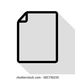 Vertical document sign illustration. Black icon with flat style shadow path.
