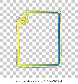 Vertical document sign illustration. Blue to green gradient Icon with Four Roughen Contours on stylish transparent Background. Illustration.