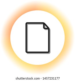 Vertical document sign illustration. Dark icon with shadow on the glowing circle button. Illustration.