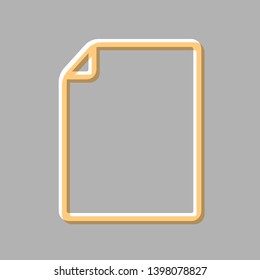 Vertical document sign illustration. Emboss effect with light orange icon on gray background.