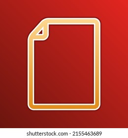 Vertical document sign illustration. Golden gradient Icon with contours on redish Background. Illustration.