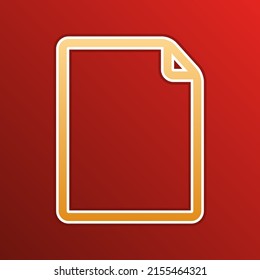 Ilustración de signo de documento vertical. Icono de gradiente dorado con contornos sobre fondo recto. Ilustración.