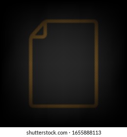 Vertical document sign illustration. Icon as grid of small orange light bulb in darkness. Illustration.