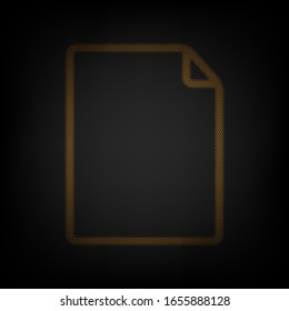 Illustration von vertikalen Dokumentzeichen. Icon als Gitter der kleinen orangefarbenen Glühbirne in der Dunkelheit. Illustration.
