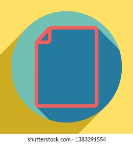 Vertical document sign illustration. Sunset orange icon with llapis lazuli shadow inside medium aquamarine circle with different goldenrod shadow at royal yellow background.