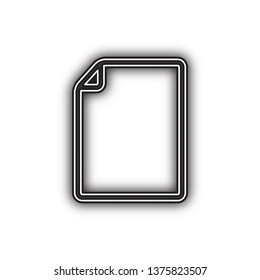 Vertical document sign illustration. Vector. Double contour black icon with soft shadow at white background. Isolated.