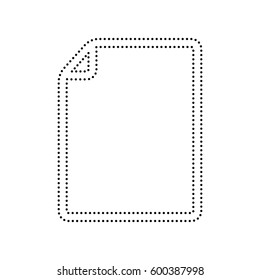 Vertical document sign illustration. Vector. Black dotted icon on white background. Isolated.