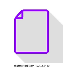 Vertical document sign illustration. Violet icon with flat style shadow path.