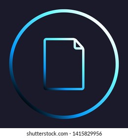 Vertical document sign illustration. White, cyan and blue gradient icon as round button in white shell at dark blue background. Illustration.