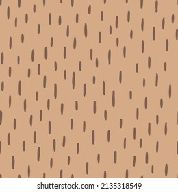 Patrón de repetición de rayas de puntos de doodle verticales. Fondo impecable dibujado a mano marrón. Papel pintado, tela, envoltura, tarjeta de invitación.