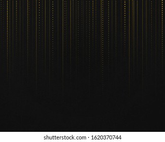Vertical dotted lines gold. Dot stripe pattern on black background