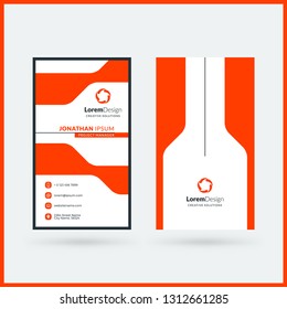 Vertical double-sided black and red modern business card template. Vector illustration. Stationery design