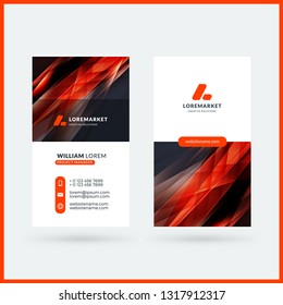 Vertical double-sided black and red modern business card template. Vector illustration. Stationery design