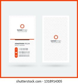 Vertical double-sided black and red modern business card template. Vector illustration. Stationery design