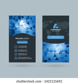 Vertical double-sided black and red modern business card template. Vector illustration. Stationery design