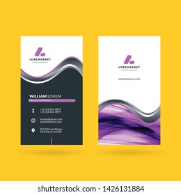 Vertical double-sided black and red modern business card template. Vector illustration. Stationery design