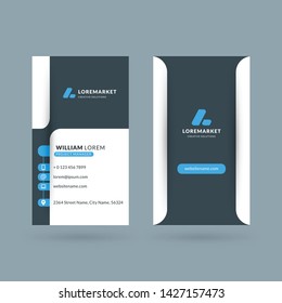 Vertical double-sided black and red modern business card template. Vector illustration. Stationery design