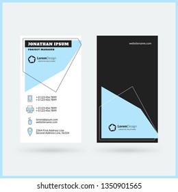 Vertical double-sided business card template. Vector illustration. Stationery design