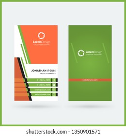 Vertical double-sided business card template. Vector illustration. Stationery design