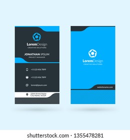 Vertical double-sided business card template. Vector illustration. Stationery design