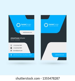 Vertical double-sided business card template. Vector illustration. Stationery design